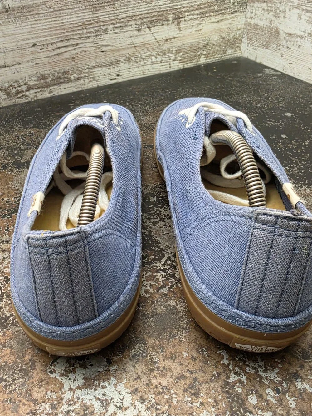 Mens Vans Circle Vee Shoes Sz 12 Blue Stretchy Knit Comfort Casual
